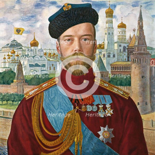 Tsar Nicholas II of Russia, 1915.  Artist: Boris Mikhajlovich Kustodiev 