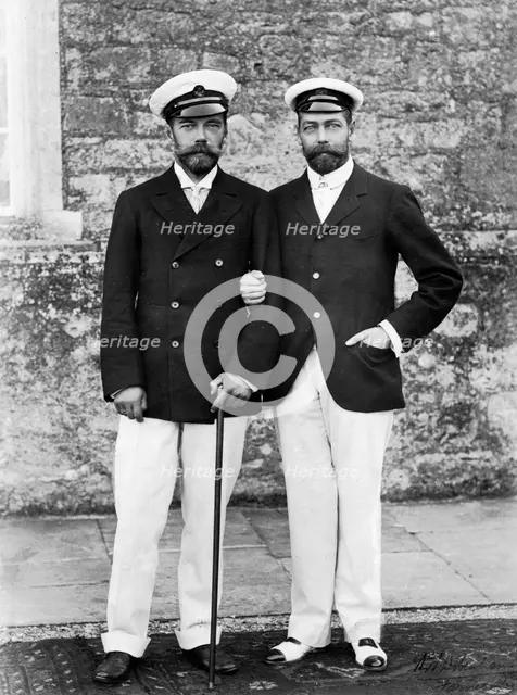 Tsar Nicholas II of Russia and King George V of Great Britain. Artist: Unknown