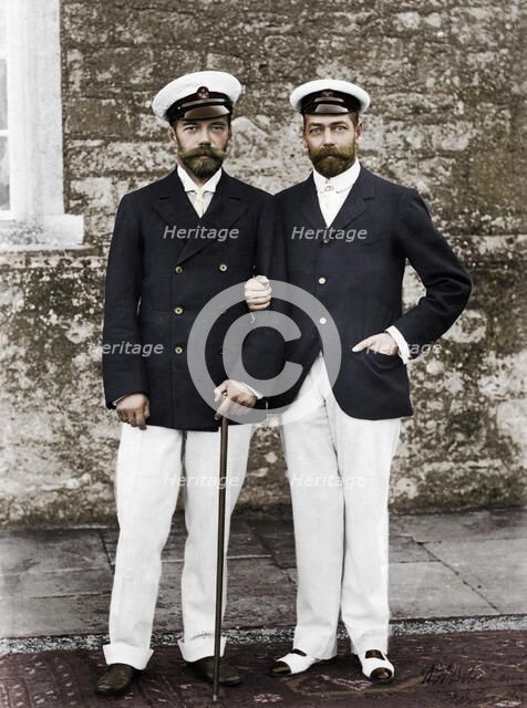 Tsar Nicholas II of Russia and King George V of Great Britain. Artist: Unknown.