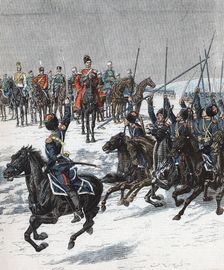 Tsar Nicholas II reviewing Cossacks, Russo-Japanese War, 1904-5