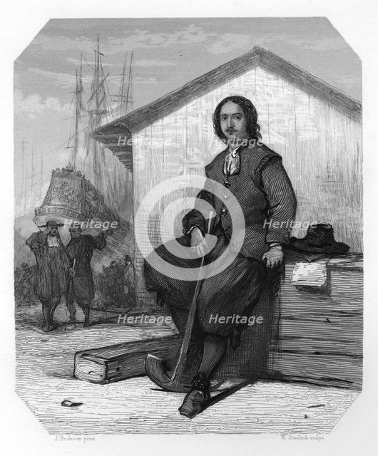Tsar Peter I of Russia working on an East Indiaman, Amsterdam docks, Netherlands, 1697 (c1870).Artist: W Steelink