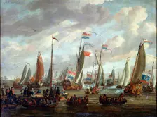 Tsar Peter I visiting England in January 1698 early 18th century. Artist: Abraham Storck