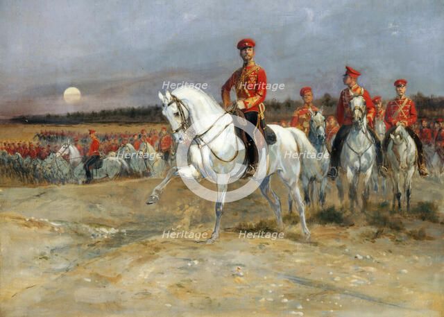 Tsarevich Nicholas Reviewing the Troops. Artist: Detaille, Édouard (1848-1912)