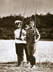 Tsarevich Alexei of Russia, aged 12, c1916. Creator: Unknown
