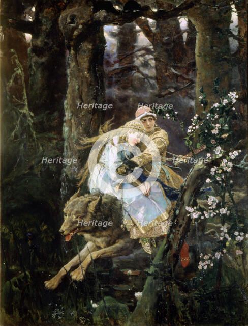 'Tsarevich Ivan Riding the Grey Wolf', 1889. Artist: Viktor Mihajlovic Vasnecov