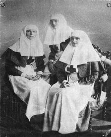 Tsarina Alexandra and Grand Duchesses Olga and Tatiana of Russia, 1914