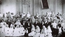 Tsarina Maria Fyodorovna of Russia visiting a hospital in Kiev, 1915