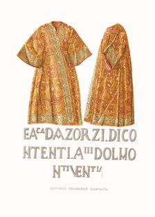 Tsar's caftan. From the Antiquities of the Russian State, 1849-1853. Creator: Solntsev, Fyodor Grigoryevich (1801-1892)