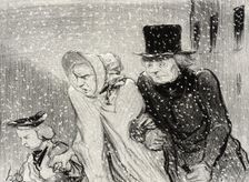 Tu m'embêtes, mon épouse!...v'là une heure..., 1843. Creator: Honore Daumier