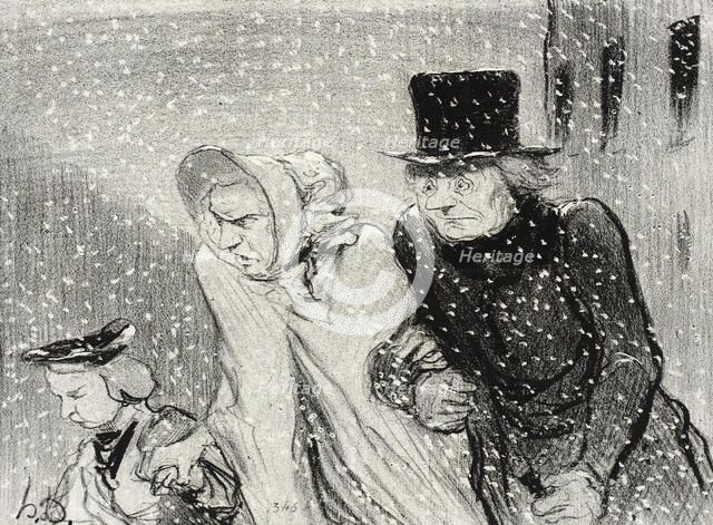 Tu m'embêtes, mon épouse!...v'là une heure..., 1843. Creator: Honore Daumier.