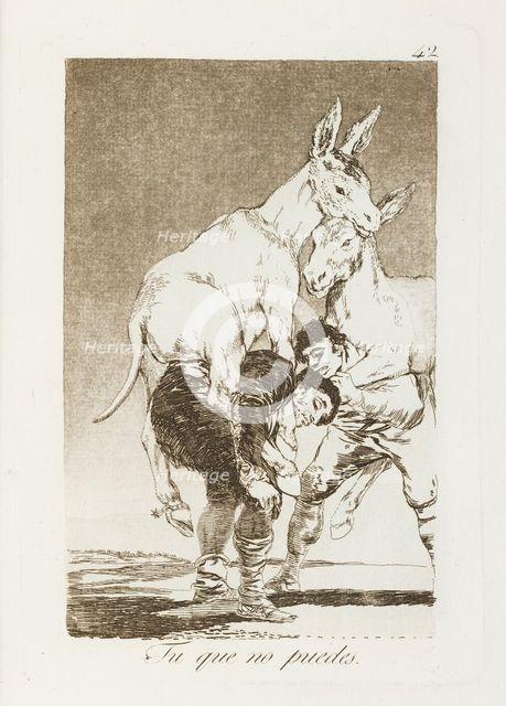 Tu que no puedes.; Los Caprichos, pl.42, 1799. Creator: Francisco Goya.
