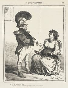 Tu te présentes ainsi? -C'est le meilleur costume pour rassurer mes électeurs., 1871. Creator: Cham