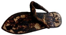 Tutankhamun’s sandal decorated with bound prisoners and sema-tawy symbols, 14th cen. BC. Artist: Ancient Egypt