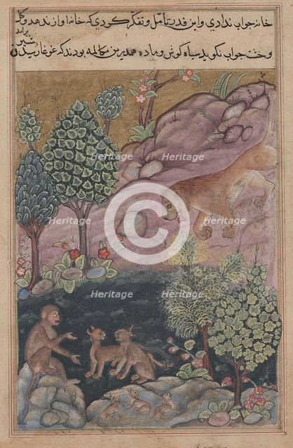Tuti-Nama (Tales of a Parrot): Tale XXIX, The Lion Returns to His Territory and See…, c. 1560. Creator: Unknown.
