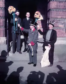 Tutti Men recieving Tutti Poles, Hocktide Festival, Hungerford, Berkshire, c1955. Creator: Arthur Charles Kirby Ware