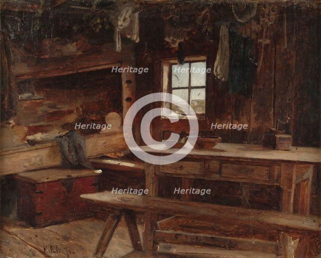 Tuvan interior from aland, 1871. Creator: Karl Emanuel Jansson.
