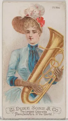 Tuba, from the Musical Instruments series (N82) for Duke brand cigarettes, 1888., 1888. Creator: Schumacher & Ettlinger