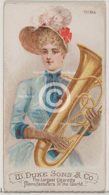 Tuba, from the Musical Instruments series (N82) for Duke brand cigarettes, 1888., 1888. Creator: Schumacher & Ettlinger.