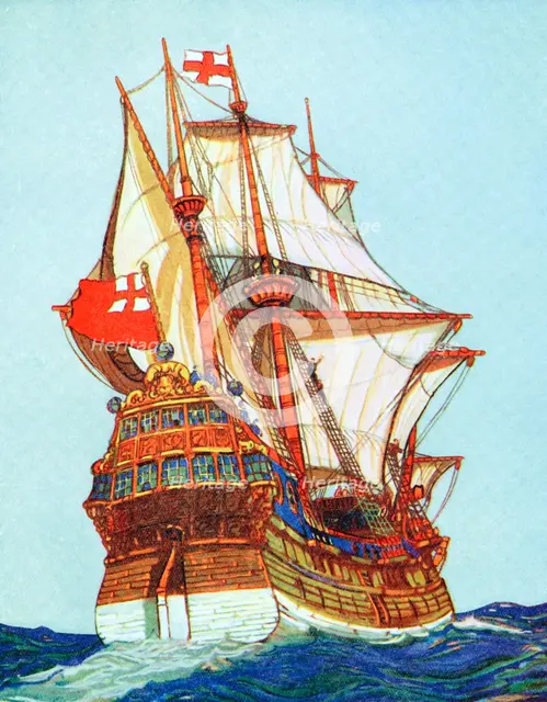 Tudor ship of the type used by privateers and explorers, 15th-16th century. Artist: Unknown
