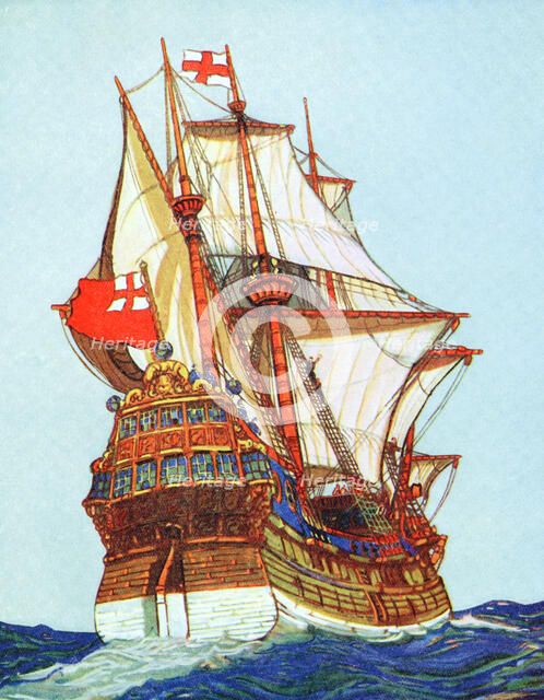 Tudor ship of the type used by privateers and explorers, 15th-16th century. Artist: Unknown