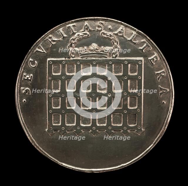 Tudor Portcullis Crowned [reverse], 1526. Creator: Hans Daucher.