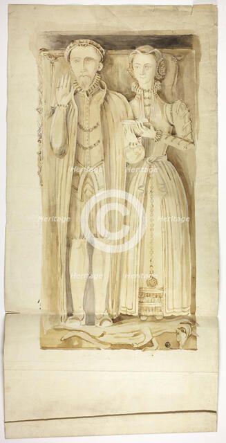 Tudor Tomb Slab with Effigies of Man and Woman, n.d. Creator: Unknown.