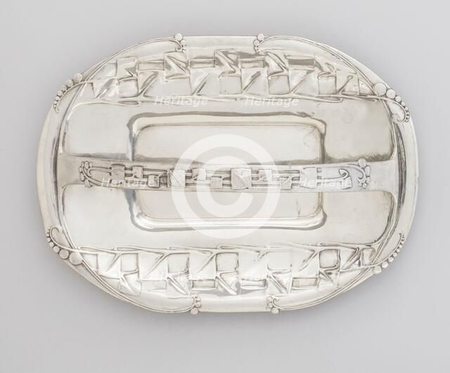 Tudric' Cake Basket, about 1905. Creators: Archibald Knox, William Hair Haseler, Liberty and Company.