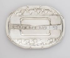 Tudric Cake Basket, about 1905. Creators: Archibald Knox, William Hair Haseler, Liberty and Company