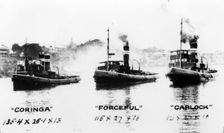 Tugboats: "Coringa", "Forceful", "Carlock", c1910s. Creator: Unknown