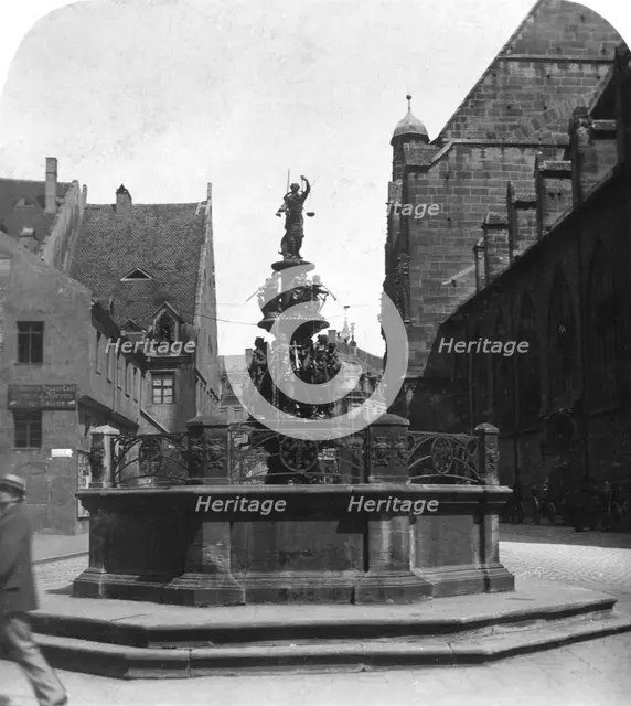 Tugendbrunnen, Nuremberg, Bavaria, Germany, c1900. Artist: Wurthle & Sons