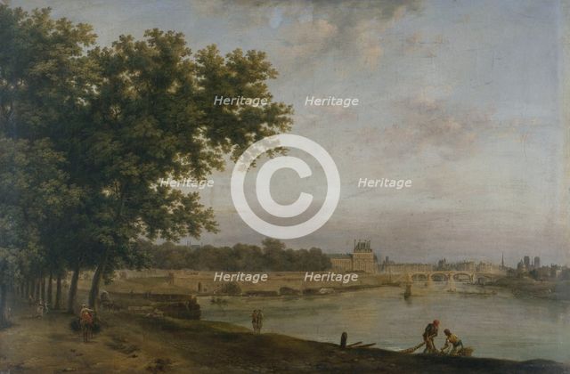 Tuileries and the Pont Royal, seen from Cours-la-Reine, 1783. Creator: Jean Baptiste Francois Genillion.