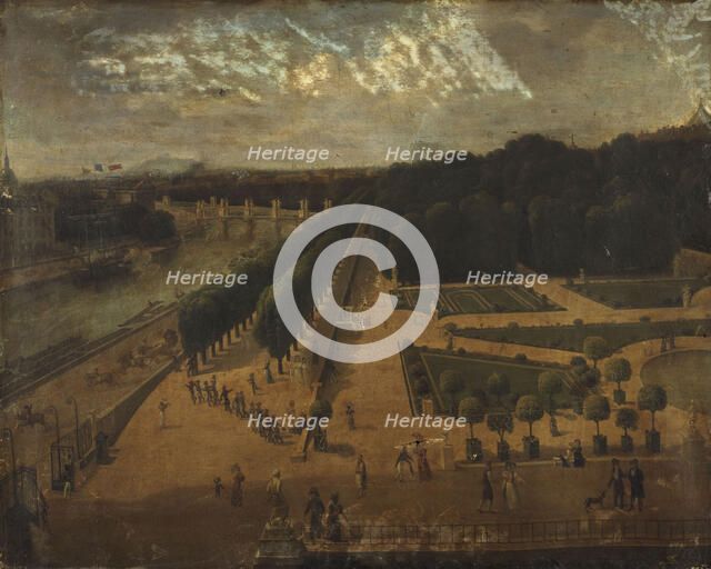 Tuileries Garden, seen from Pavillon de Flore, around 1830, current 1st arrondissement, c1825-1835. Creator: Unknown.