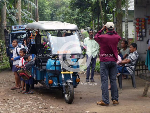 Tuk Tuk school transport in India, 2019. Creator: Unknown.