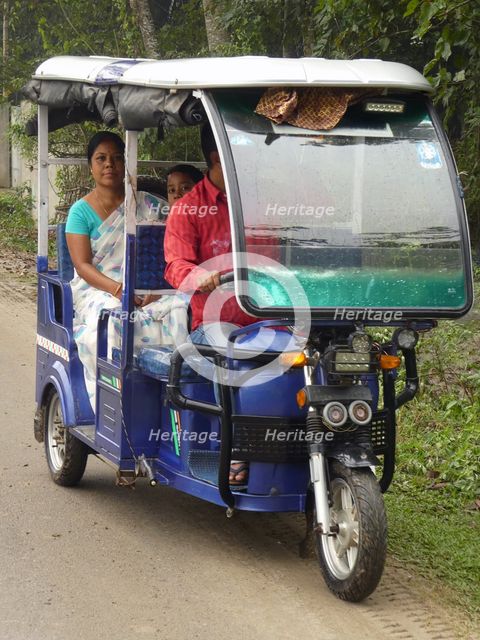 Tuk Tuk school transport in India, 2019. Creator: Unknown.