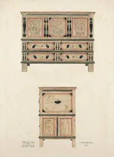 Tulip and Sunflower Chest, 1936. Creator: Harold Merriam