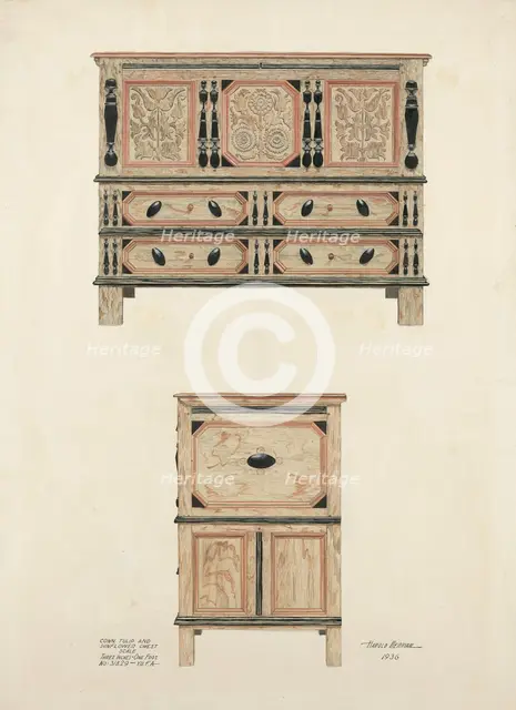 Tulip and Sunflower Chest, 1936. Creator: Harold Merriam.