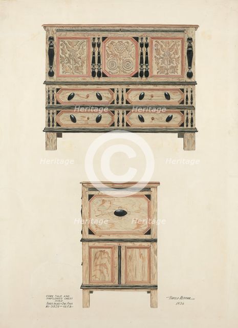 Tulip and Sunflower Chest, 1936. Creator: Harold Merriam.