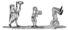 Tumbling with musicians, 14th century, (1833)