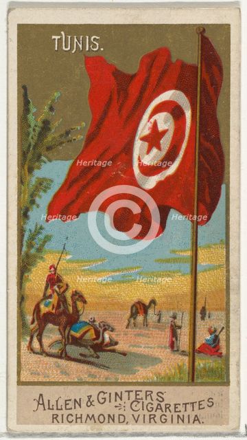 Tunis, from Flags of All Nations, Series 2 (N10) for Allen & Ginter Cigarettes Brands, 1890. Creator: Allen & Ginter.