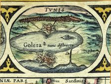 Tunisia and Goleta, colored engraving from the book Le Theatre du monde or Nouvel Atlas 1645…