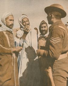 Tunisian Arabs Welcome a British Sergeant at Chaouach 1943