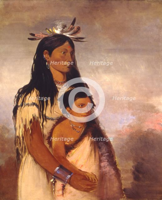 Túnk-aht-óh-ye, Thunderer, a Boy, and Wun-pán-to-mee, White Weasel, a Girl, 1834. Creator: George Catlin.