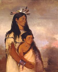 Túnk-aht-óh-ye, Thunderer, a Boy, and Wun-pán-to-mee, White Weasel, a Girl, 1834. Creator: George Catlin