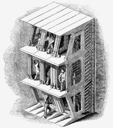 Tunneling shield used in the construction of the Thames Tunnel, London, 1842.