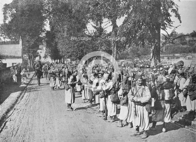 'Turcos waiting for the order to advance', 1914. Artist: Unknown.