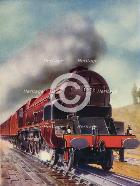 'Turbine-Driven "Pacific" belonging to the L.M.S. Railway', 1935-36. Creator: Unknown.