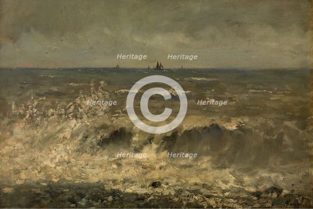 Turbulent Sea, mid-late 19th century. Creator: Alfred De Knyff.