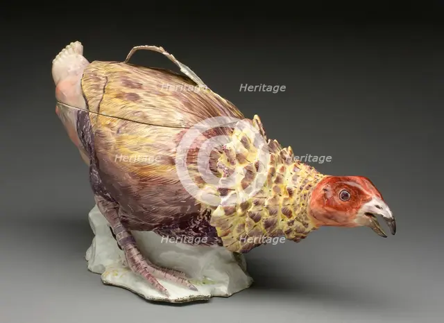 Tureen in the form of a Fighting Cock, Chelsea, c. 1755. Creator: Chelsea Porcelain Manufactory.