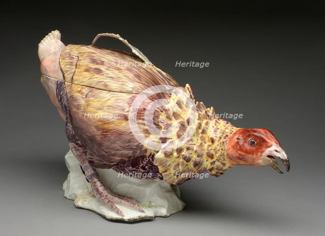 Tureen in the form of a Fighting Cock, Chelsea, c. 1755. Creator: Chelsea Porcelain Manufactory.
