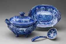 Tureen with Stand and Ladle, Staffordshire, Mid 19th century. Creator: Staffordshire Potteries